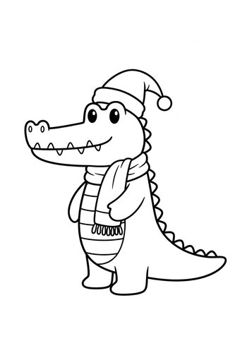 Christmas Alligator Coloring Page