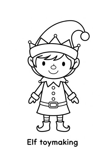 Christmas Elf Coloring Page For Kids