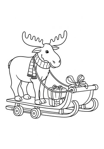 Christmas Moose Coloring Page