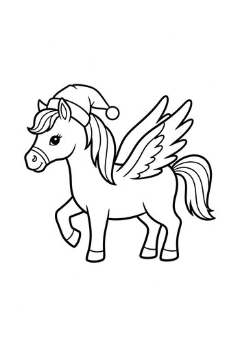 Christmas Pegasus Coloring Page
