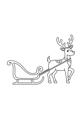 Christmas Reindeer Sleigh Coloring Page