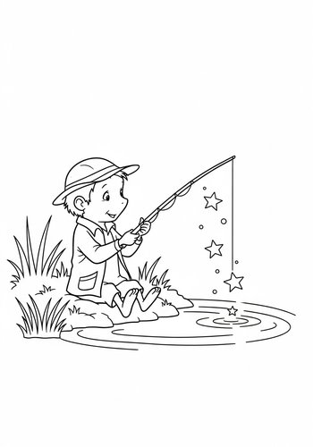 Christopher Robin Fishing For Stars Coloring Page