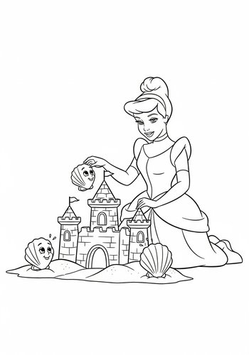 Cinderella 3 Building A Sandcastle With Talking Seashells Coloring Page
