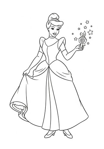 Coloring Page: Cinderella Exploring A Magical World Coloring Page