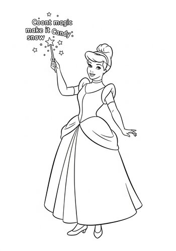 Cinderella's Sweet Spell: Candy Snow Coloring Page