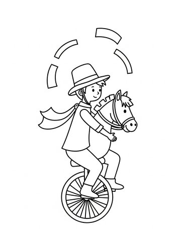 Circus Rider Coloring Page: Fun On One Wheel