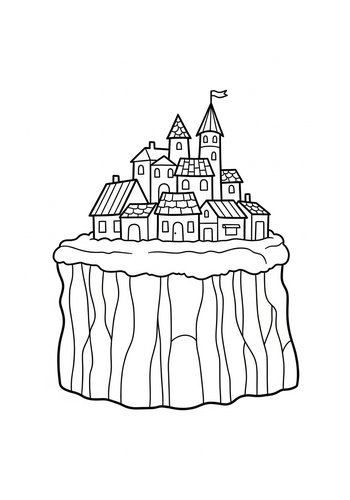 Cliffside Village Coloring Page
