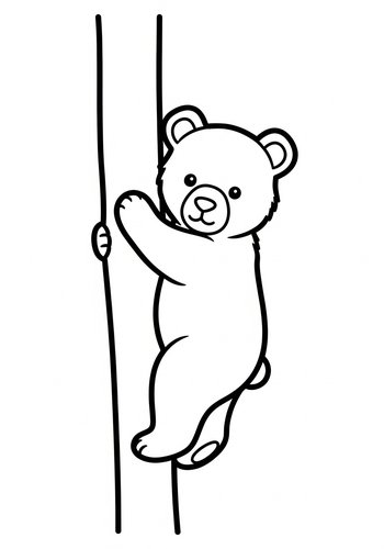 Climbing Cute Bear Coloring Page