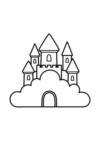 Cloud Castle Coloring Page: A Whimsical Escape