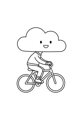 Cloudy Biker Coloring Page
