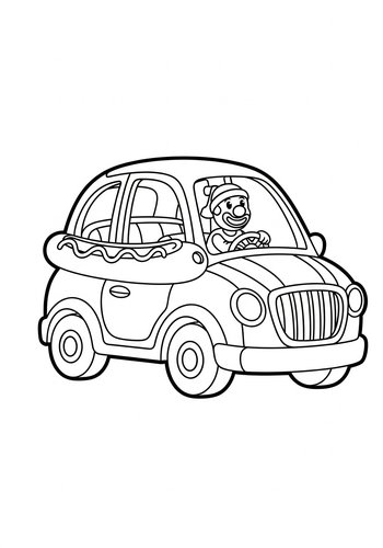 Clown Car Coloring Page: Printable Fun