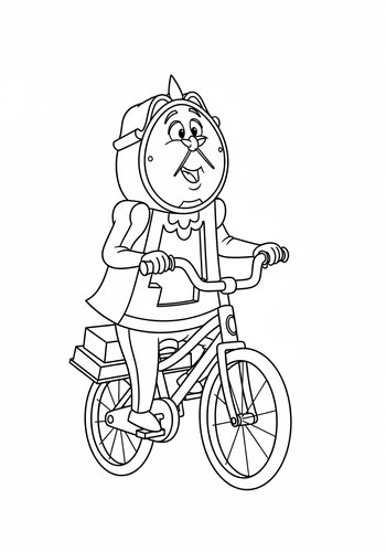 Cogsworth Learning To Ride A Bicycle: A Printable Coloring Page