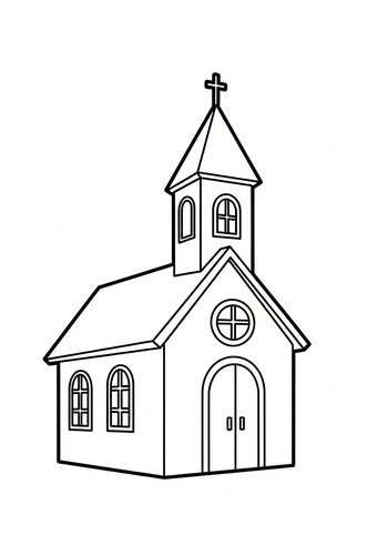Coloring Page: Charming Church Scene