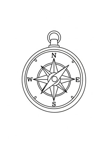 Compass Coloring Page For Navigational Fun