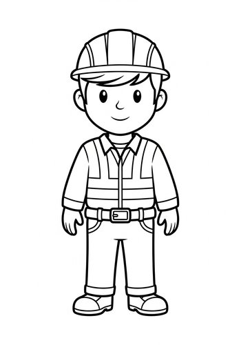 Construction Worker Coloring Page: A Hard Hat Hero
