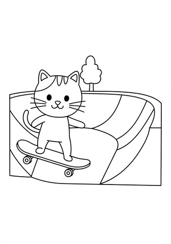 Cool Cat Skater Coloring Page