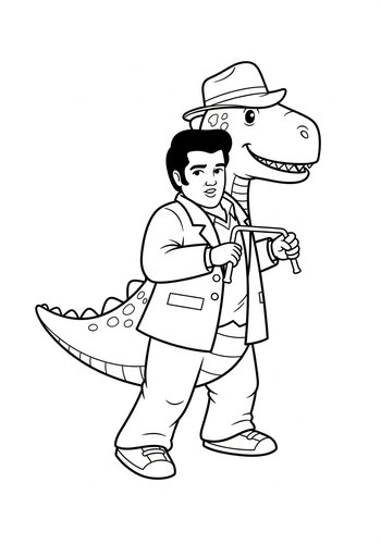 Cool Dude With Dinosaur Buddy Coloring Page