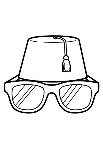 Cool Hat And Shades Coloring Page