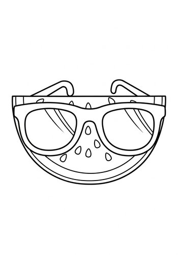 Cool Watermelon Sunglasses Coloring Page