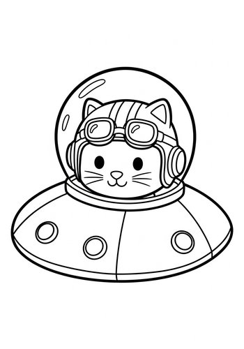Cosmic Cat Coloring Page: Space Adventure