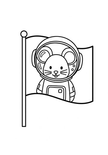 Cosmic Mouse Astronaut Coloring Page