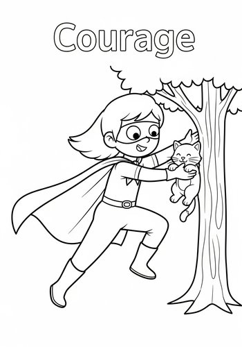 Courage Rescues: A Superhero Kitten Rescue Coloring Page