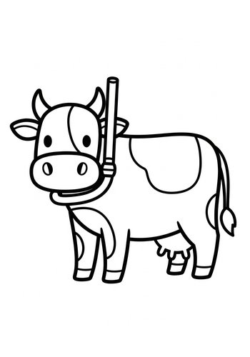 Cow With Milking Machine Coloring Page