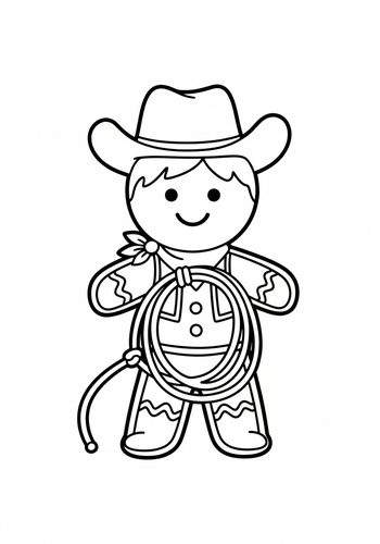 Cowboy Cookie Coloring Page Fun
