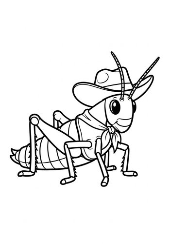 Cowboy Grasshopper Coloring Page