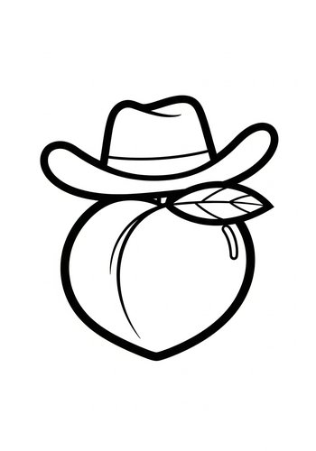 Cowboy Peach Coloring Page
