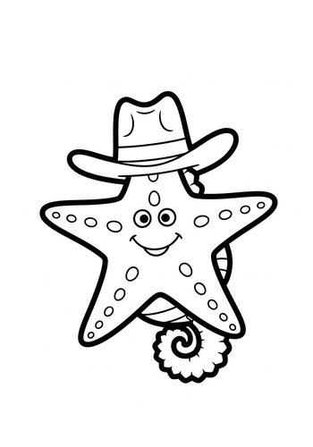 Cowboy Starfish Coloring Page