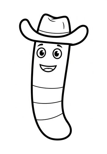 Cowboy Worm Coloring Page