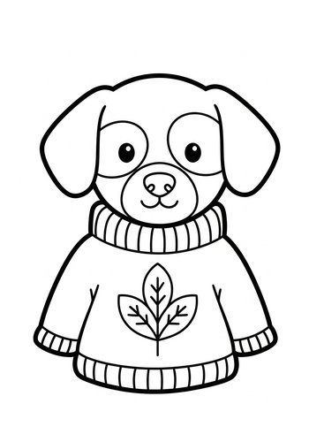 Cozy Canine Coloring Page: Sweater-clad Pup