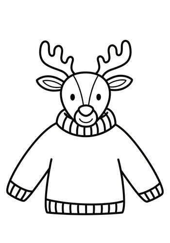 Cozy Reindeer In Sweater Coloring Page