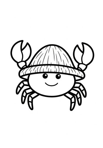 Crab With Hat Coloring Page