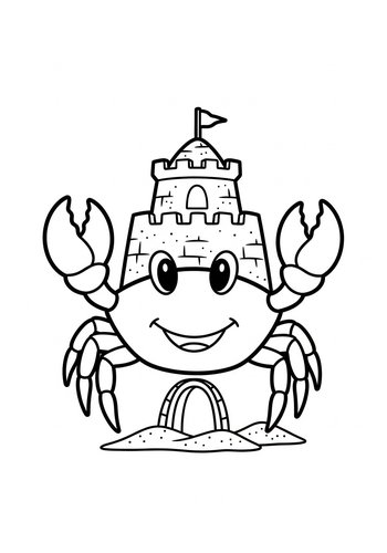 Crabby Castle Coloring Page: Seaside Fun
