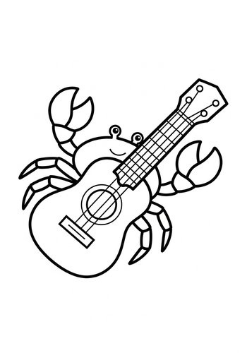 Crabby Tunes: Ukulele Crab Coloring Page