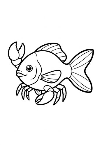 Crab-fish Coloring Page: Ocean Creature Fusion