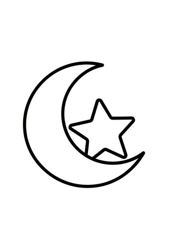 Crescent Moon And Star Coloring Page