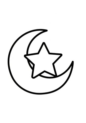 Crescent Moon And Star Coloring Page: A Celestial Delight
