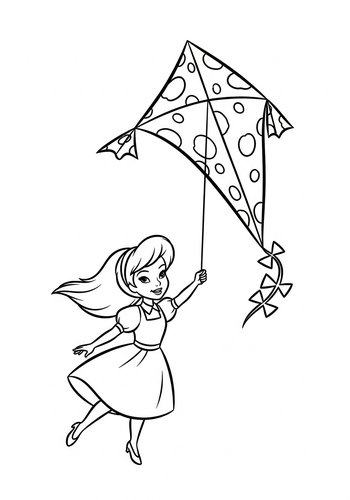 Coloring Page: Cruella Flying A Kite Shaped Like A Spotted Handkerchief Coloring Page