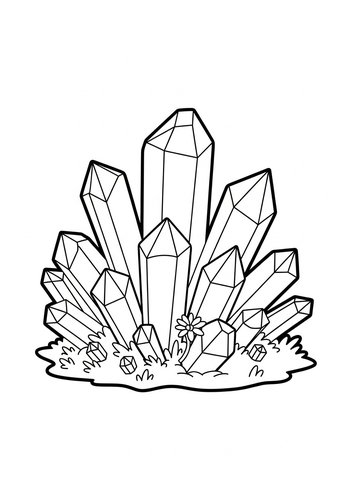 Crystal Cluster Coloring Page For Kids