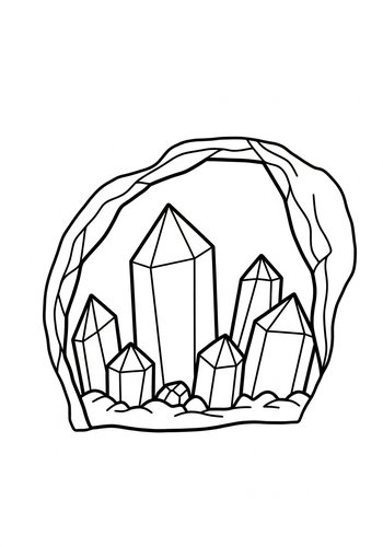 Crystals In Cave Coloring Page