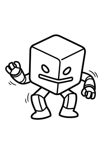Cube Robot Coloring Page Fun