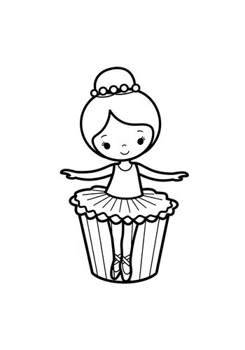 Cupcake Ballerina Coloring Page For Kids