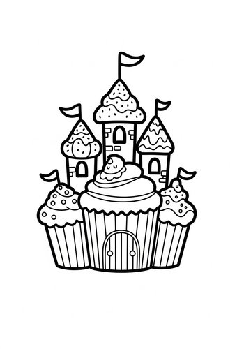 Cupcake Castle Coloring Page Fun