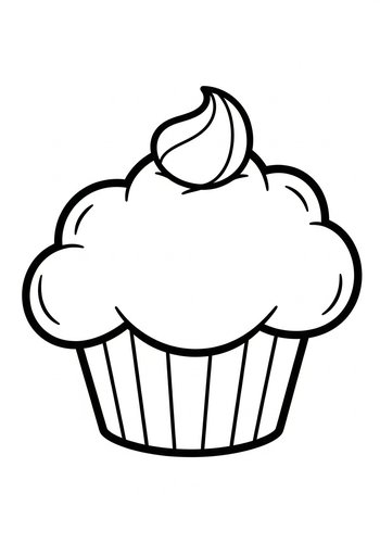 Cupcake Coloring Page For Kids