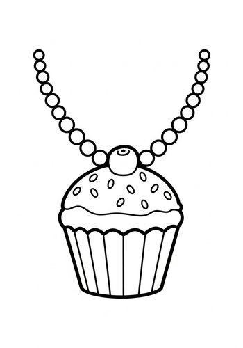 Cupcake Necklace Coloring Page For Kids