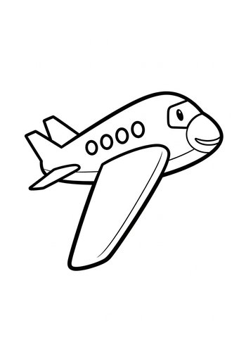 Cute Airplane Coloring Page For Kids