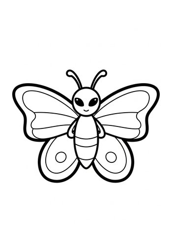Cute Alien Butterfly Coloring Page For Kids